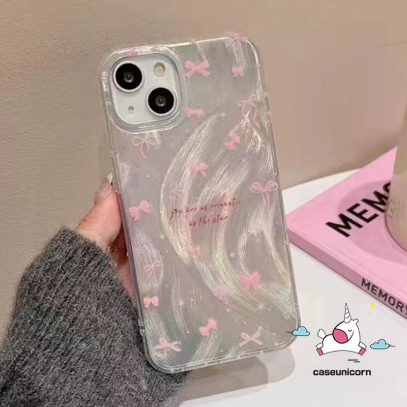 Romance Pink Gradient Bowknot Cartoon Bracelet Case Compatible For IPhone 7Plus 15 13 11 14 12 Pro Max XR XS Max X 15 8 14 7 Plus SE 2020 English Tag Luxury Pearly Luster Card Case. 