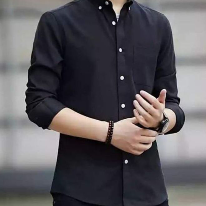 Black Cotton Formal Shirt for Men. 