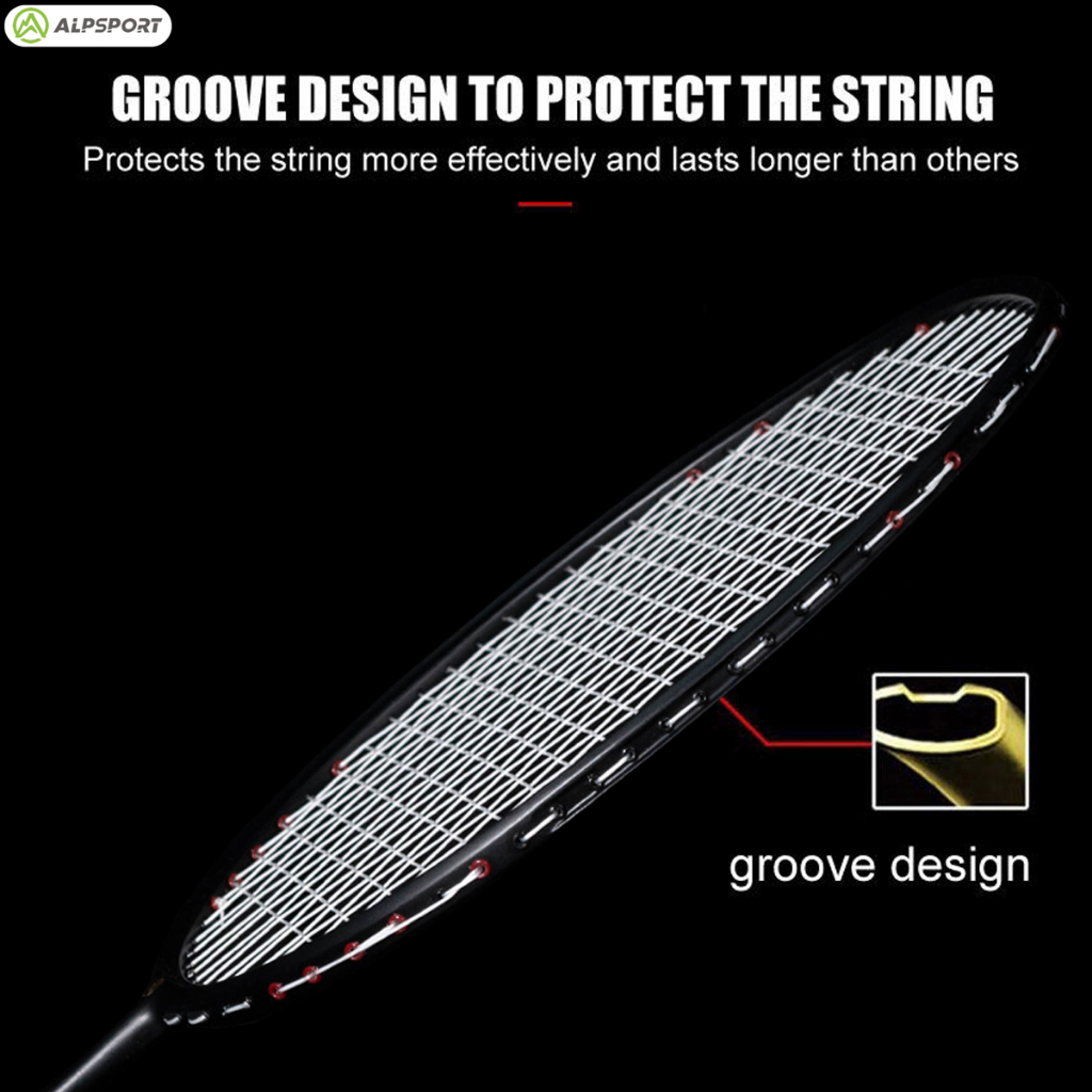 ALP-SPORTS XHP Pro 6U Carbon Fiber Badminton Racket (72g) - 2-3 Years Durability, 285mm Balance, Pre-Strung for Power & Control. 