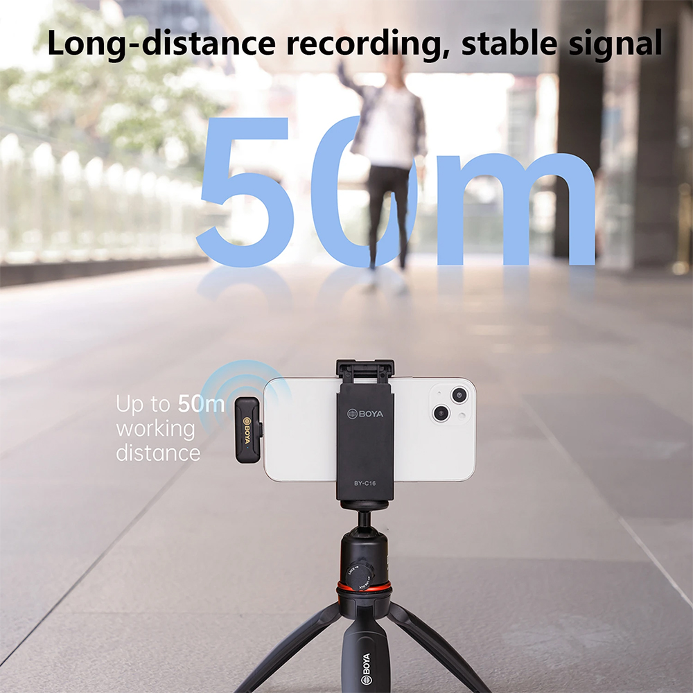 BOYA  BY-WM3T2-D1 Wireless Microphone Lavalier Lapel Plug Play Condenser Mic for iPhone iPad Tablet Laptop IOS Video Record. 