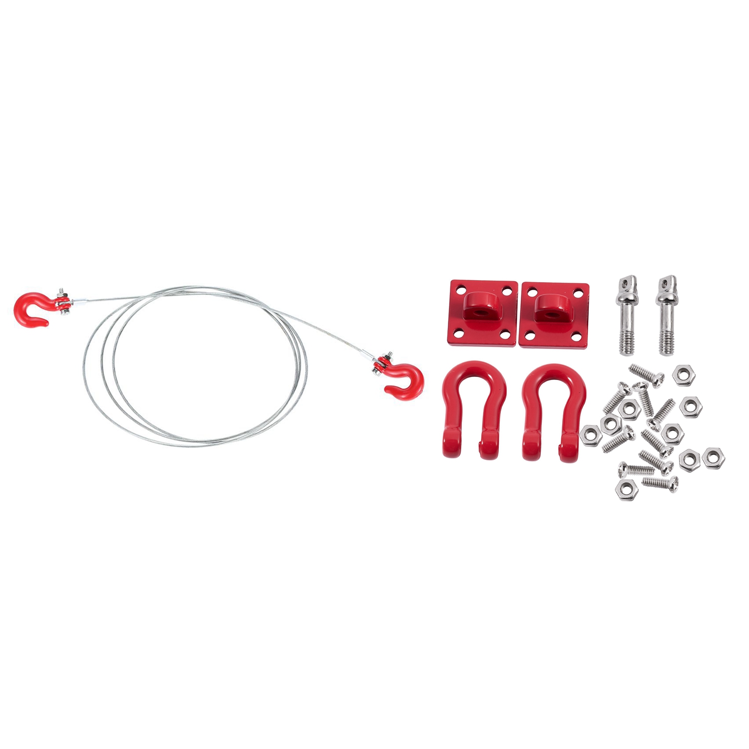 1 Pair Trailer Hook 1: 10 Scale Accessory for RC Crawler SCX-10 Truck & 1 Pcs 1: 10 RC Crawler Accessories Metal Trailer Wire Rope Tow Rope for RC Car 1/10 D90 Axial SCX10 Truck. 