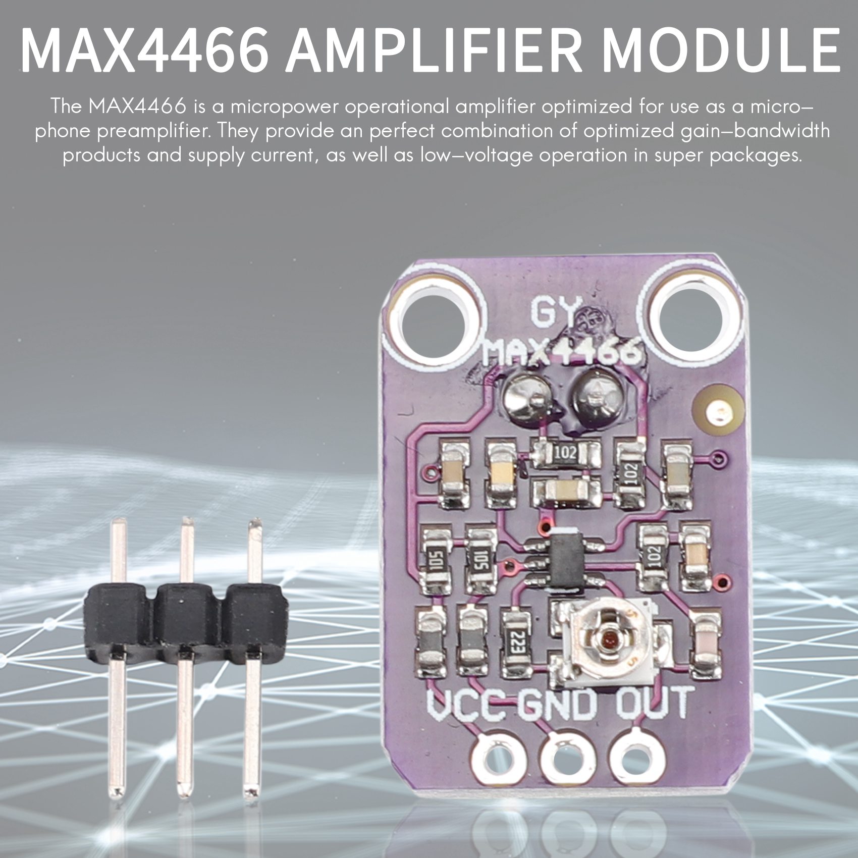 5Pcs -MAX4466 Electret Microphone Amplifier MAX4466 Module. 