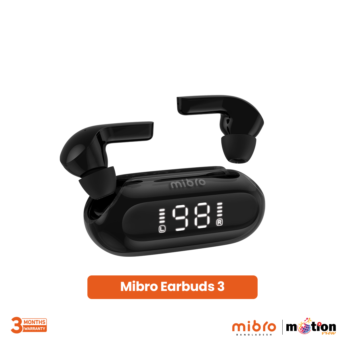 Mibro Earbuds 3 TWS Earphones With LCD Display - Black