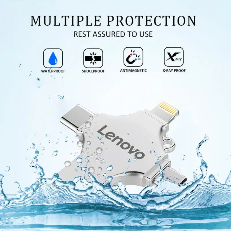 Lenovo OTG Pen Drive 2TB Pendrive Type C USB Flash Drives 4 In 1 Mobile Phone Memory Stick Usb Key 3.0 High Speed Usb Key Type C. 