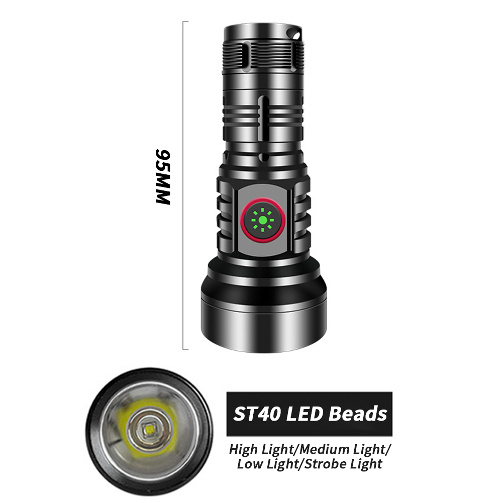 GC LED Extremely Bright Torch, 50000 Lumens Flashlight, Type-C Rechargeable Zoom Torch, IP65 Waterproof Flashlight With 4 Light Modes For Camping Hiking. 