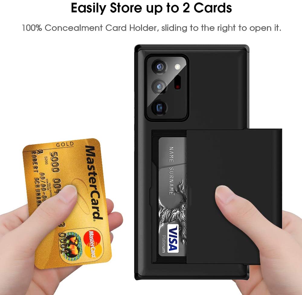 Wallet Case for Samsung Note 20 Ultra / Note 20 with Card Holder Shockproof Non-Slip Cover Dual Layer Anti-Scratch Hard PC Soft Rubber Case for Samsung Galaxy Note 20 Ultra 6.9 / Note 20 6.7. 