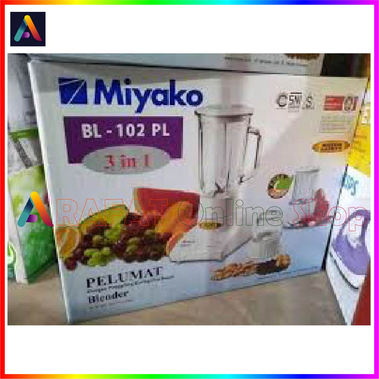 Miyako 3 in 1 Blender with Dry & Wet Mill BL-102 PL-AP. 