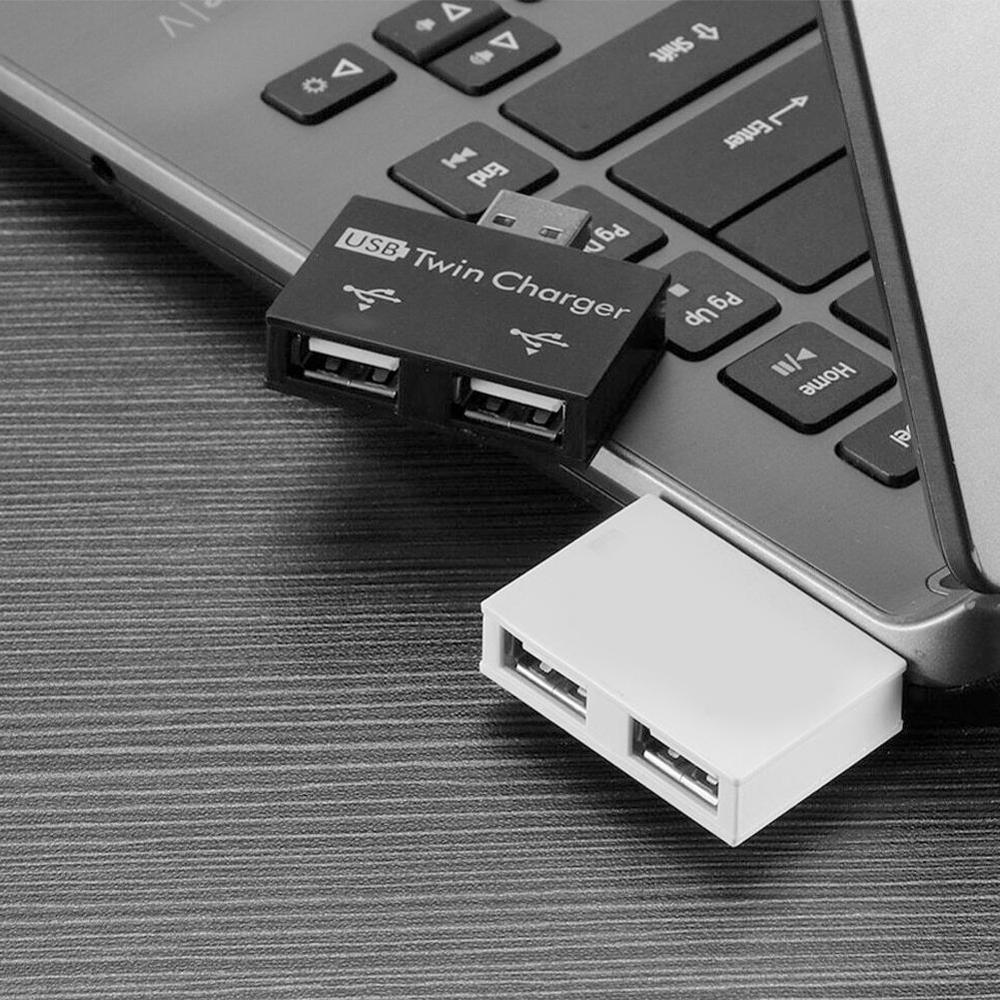 Mini USB Hub To 2 Port Charger Hub Adapter  Fashion New USB Splitter For Phone  Computer USB Hub 2.0（white）. 