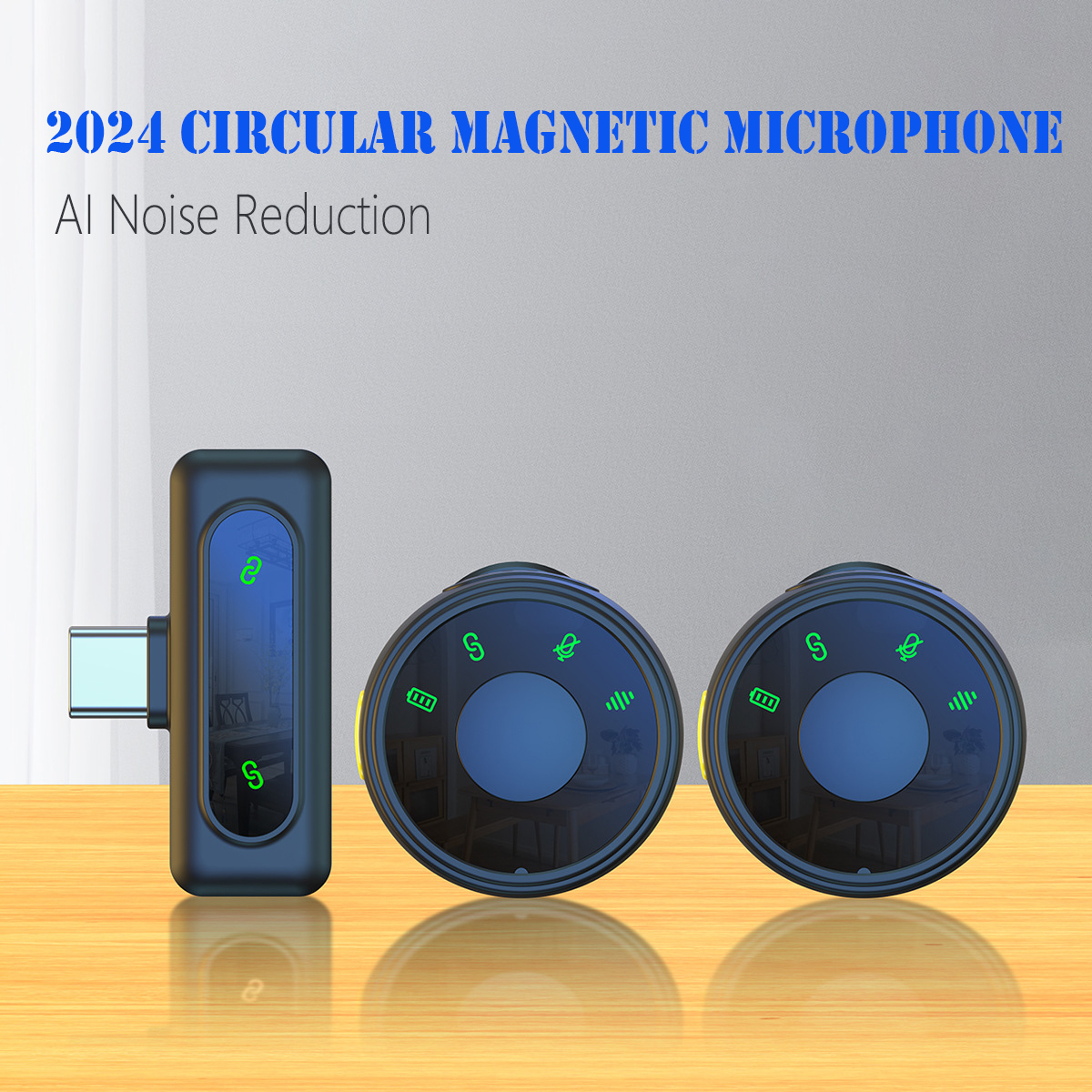 Magnetic Suction Back Clip Wireless Microphone USB-C/iOS Circular Button Lavalier Microphone For Live Video Recording