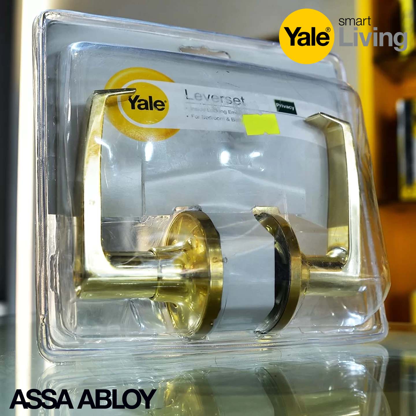 Yale Golden Color Tubular Door Lock Knob Lever Set VL5382 US3 (Without key)  Door hardware & locks