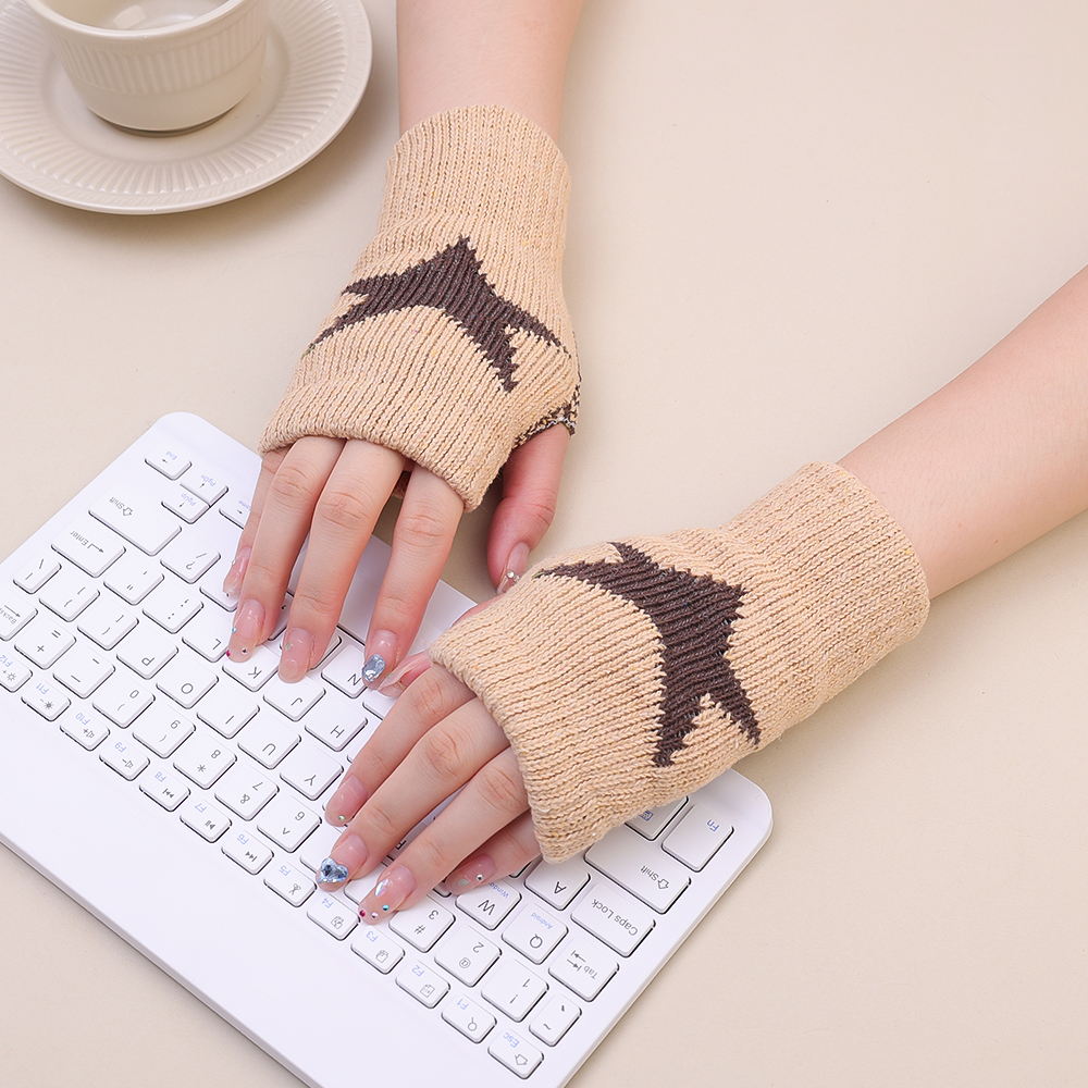 【Toy life hall】Winter Touch Screen Knitted Gloves Women's Men's Warm Knit Mittens Half Finger