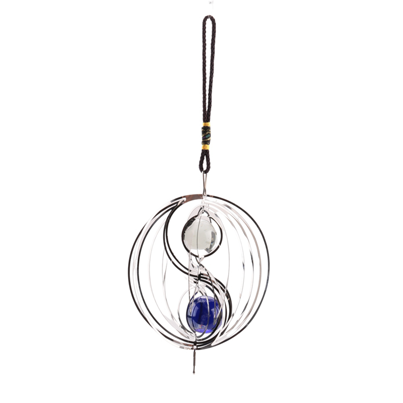 1 Pcs Outdoor Garden Craft Wind Chimes Yinyang with Crystal Ball Pendant Tai Metal