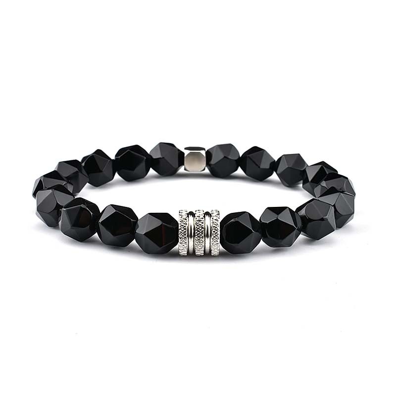 Stainless Steel Tiger Eye 10mm Faceted Stone Bracelet Lucky Men Beaded Bracelet Personalized Bracelet