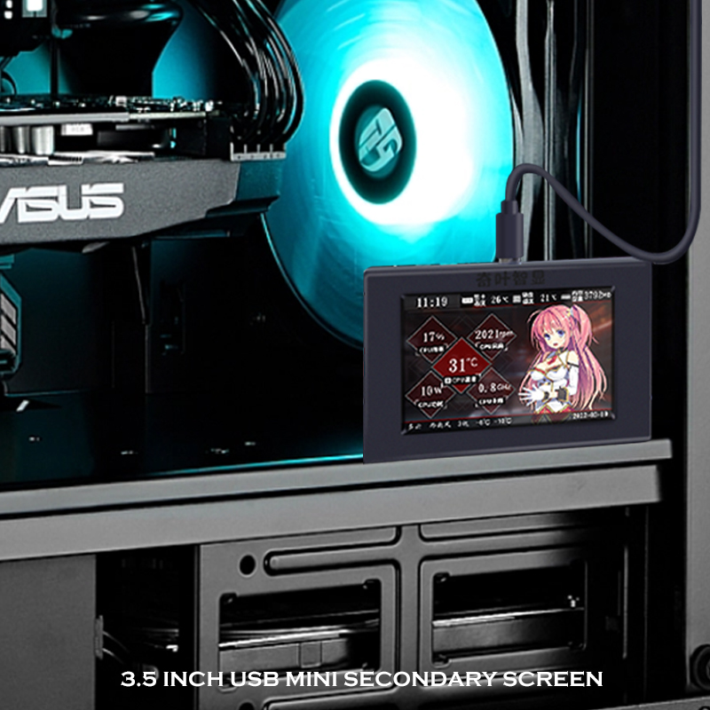 3.5/5 IPS Mini Monitor For PC CPU GPU RAM Monitoring,Computer Secondary Screen,USB TYPE-C DIY Gamer Cabinet Display. 