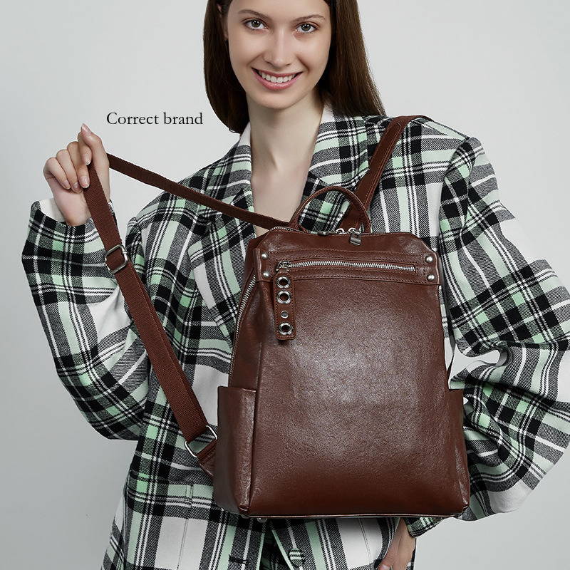 Top Layer Vegetable Tanned Backpack New Model Large Capacity Designer Lightweight Niche Genuine Leather Women's Bag_voghion.com