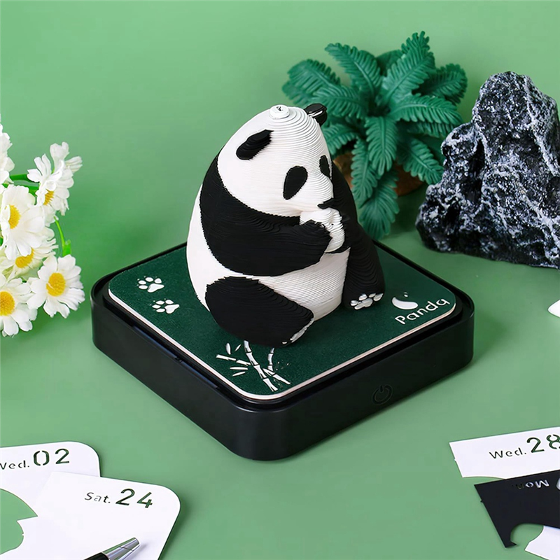 3D Art Calendar 2024, Time Piece Calendar Panda Memo Pad Rip Paper Carving DIY Sticky Note Durable Easy Install. 