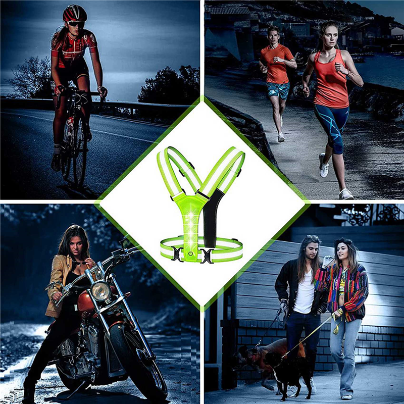 2X LED Reflective Running Vest,Adjustable Elastic Running Safety Gear LED Light Up Vest Perfect for Running,Walking. 
