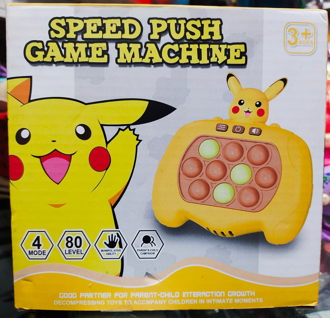 Pikachu Pop Push it Game Controller Sensory Fidget Electronic Speed Push Pokemon toy game. 