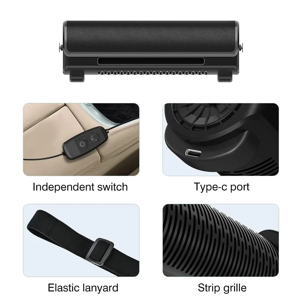 【New Product+Ready Stock+COD】 CF02 Innovative Car Seat Fan with Strong Wind Low Noise Three Adjustable Speeds Space-saving Design Ideal for Interior Cooling. 