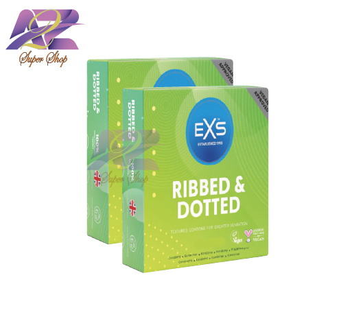 EXS Comfy Fit Ribbed & Dotted Condom 2's Combo Pack 3x2=6pcs (Made in UK)