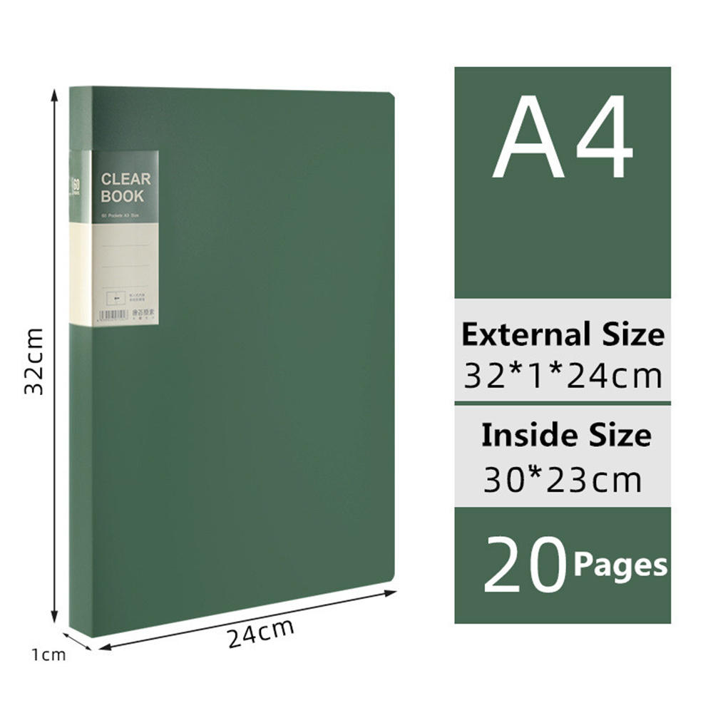 Plastic cover A4 File Folder Display Book Convenient Transparent Insert Paper 20 pages Paper Document Organizer 40 pages 30. 