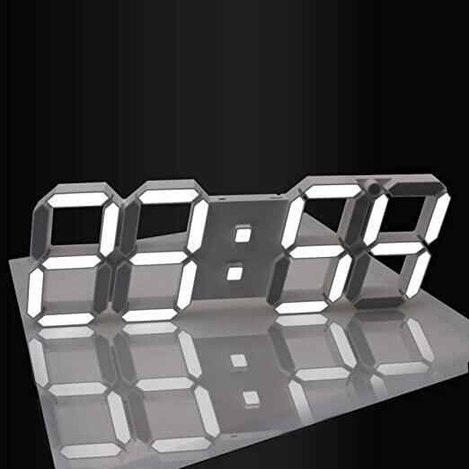 3D LED Digital Wall Alarm Clock 15 Inch Large Snooze Night Light USB Powered with Remote Control Function Time/Date. 