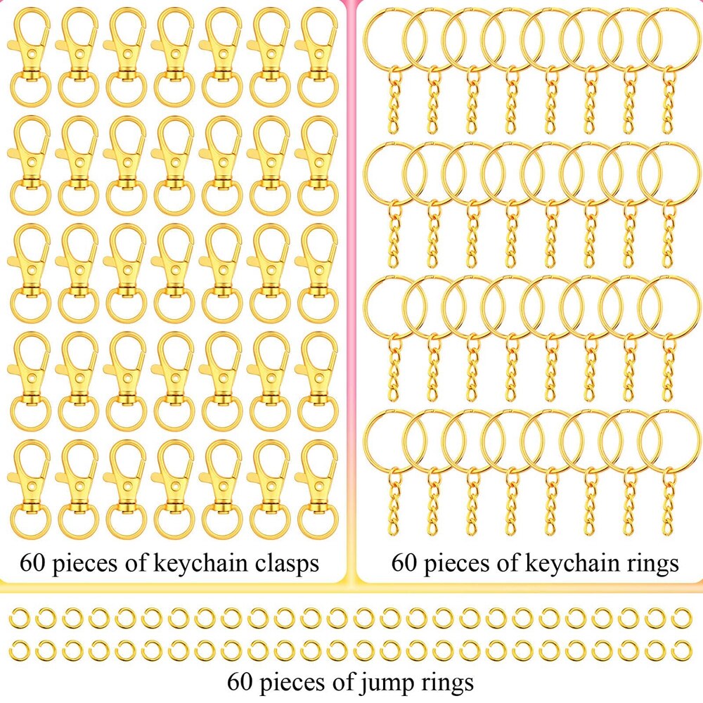 180PCS Key Chain Rings Pendants Keychain Hardware Key Hooks with Key Rings and Jump Ring DIY Crafts Keychain Making Supplies. 
