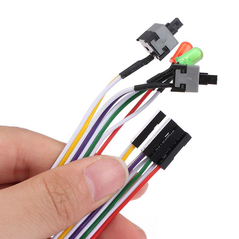 ATX PC Compute Motherboard Power Cable On/Off/Reset LED Light Power Reset Switch. 