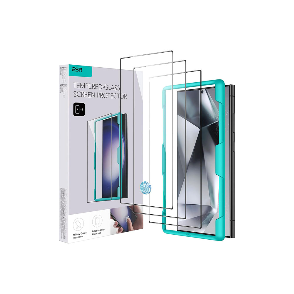 ESR 3 Pack for Samsung Galaxy S24 Ultra Screen Protector Set – 3 Tempered Glass Screen Protectors 2.5D Curved Edges, Full-Coverage, Scratch Resistant. 
