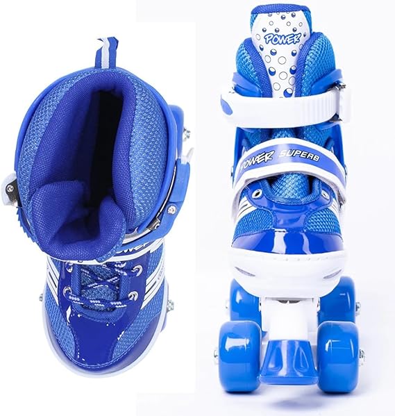 Power Superb Adjustable Roller Skate Shoes 2-Rows 4-Wheels. 