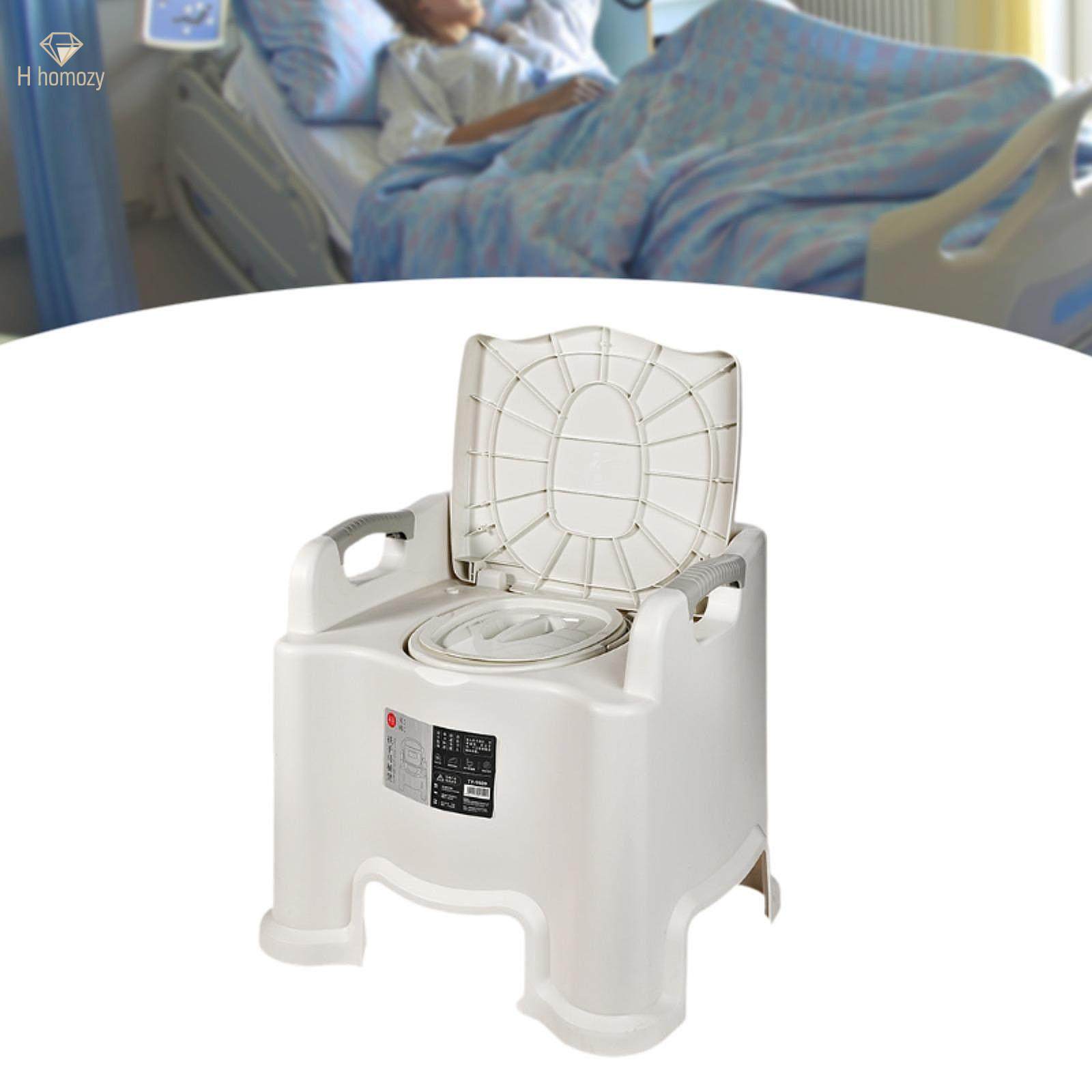 Toilet Chair Heavy Duty Easy to Clean Double Lid Bedside Commode Portable Potty for RV Camping Men