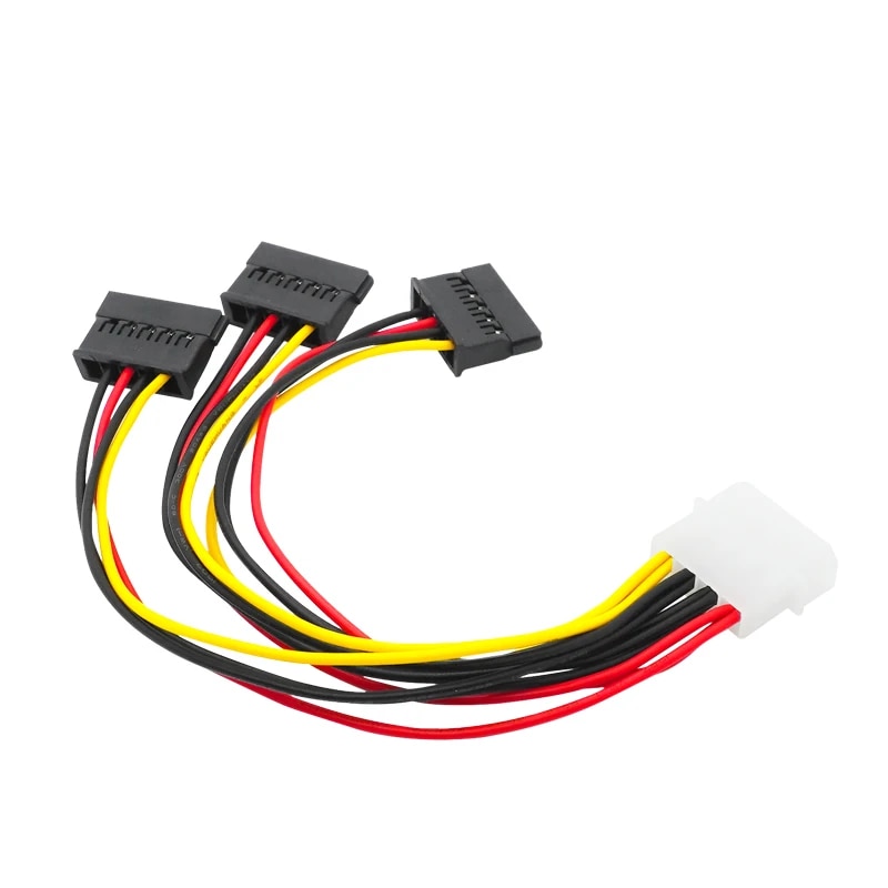 SATA Adapter Cable IDE 4Pin Male To 3 Port SATA Female Splitter Hard Drive Power Supply Cable SATA Cable 22cm. 
