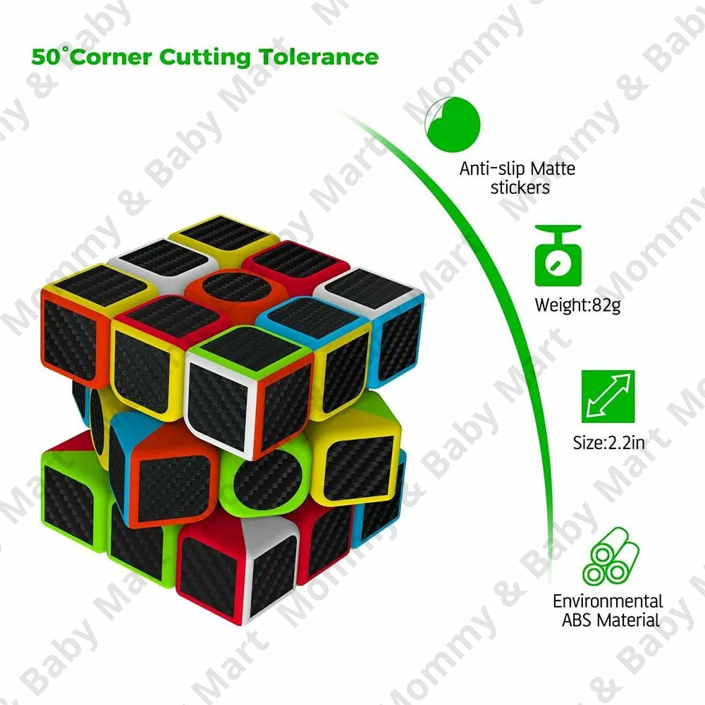 Emob High Speed Stickerless 3x3 Neon Colors Magic Rubik Cube Puzzle Toy (5.5cm). 