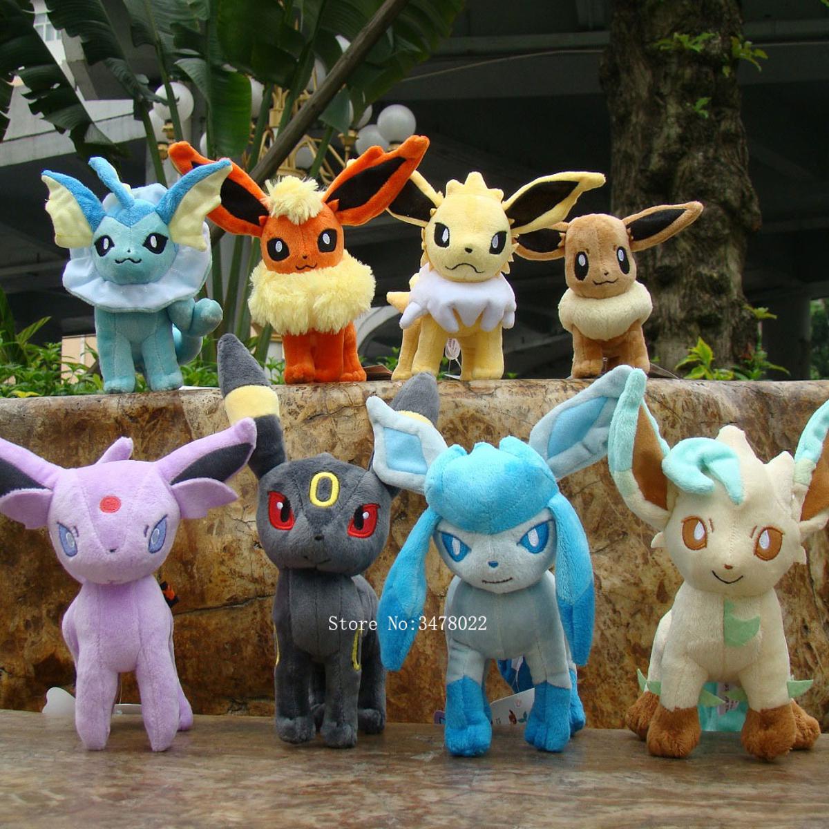 Pokemon Eeveelution Shiny Eevee Sylveon Vaporeon Espeon Umbreon Fuse Jolteon Flareon Leafeon Glaceon Plush Stuffed Toy Soft Doll