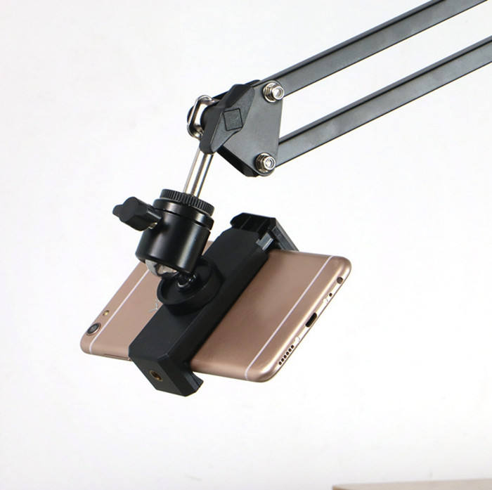 Overhead Video Stand Tripod Phone Holder Articulating Arm Phone Mount ChromLives Table Top Scissor Arm Stand Tablet Arm Holder for Phone,Live Streaming,Baking,Crafting,Videos and More Tripod. 