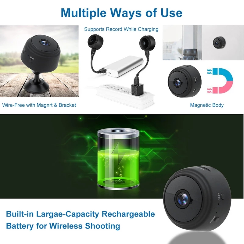A9 Camera 1080p IP Camera Video Security Wireless Camcorder Surveillance Camera Wifi Camera No Infrared Night Vision. 