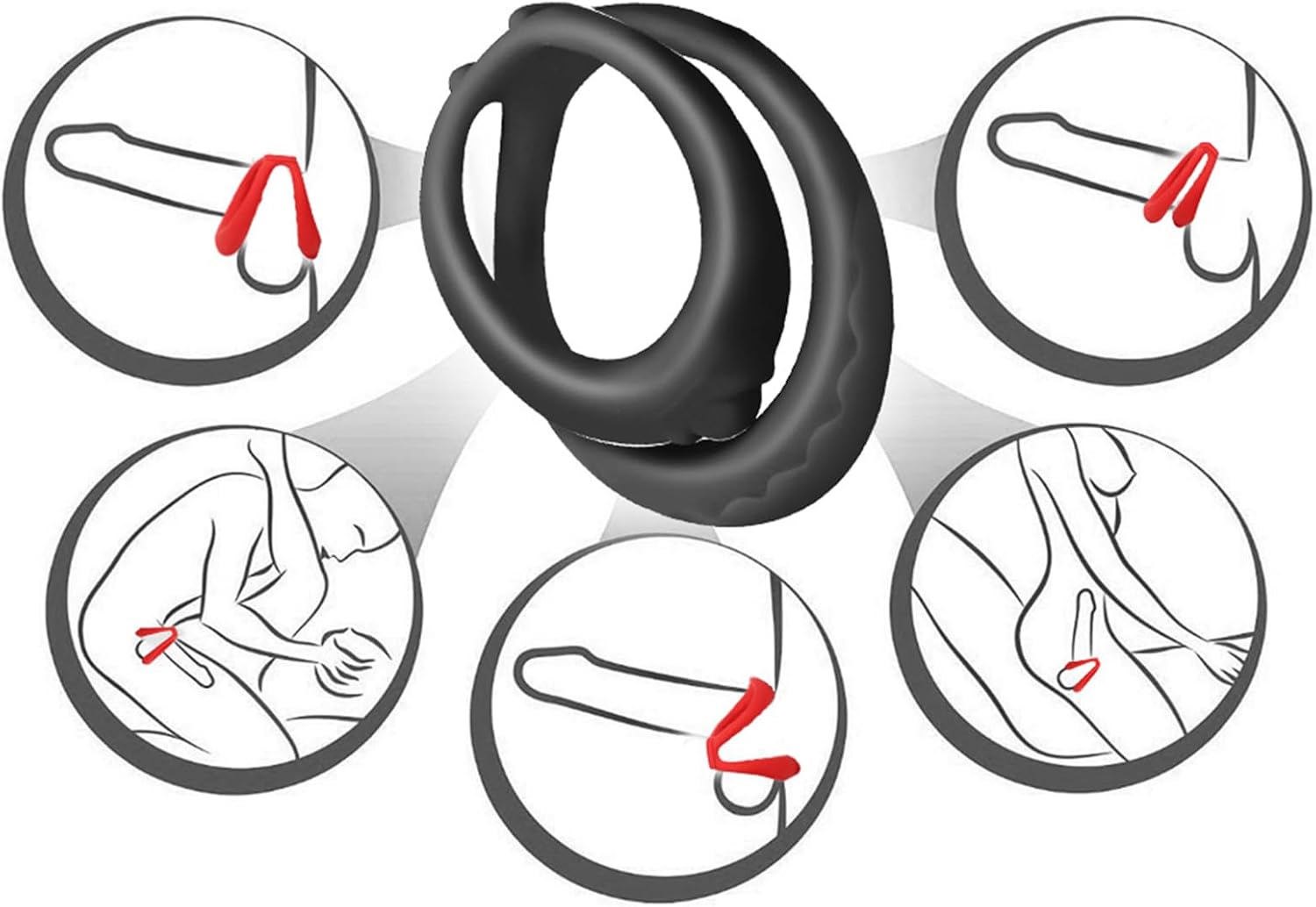 Silicone Dual Ring used in Testicle Glans Scrotum for a Delay. 