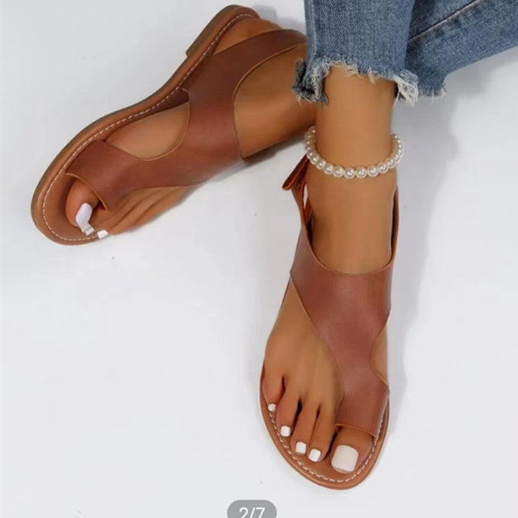 wish euro and american foreign trade plus size slip toe flat sandals female velcro after mixed with beach sandals amazon
