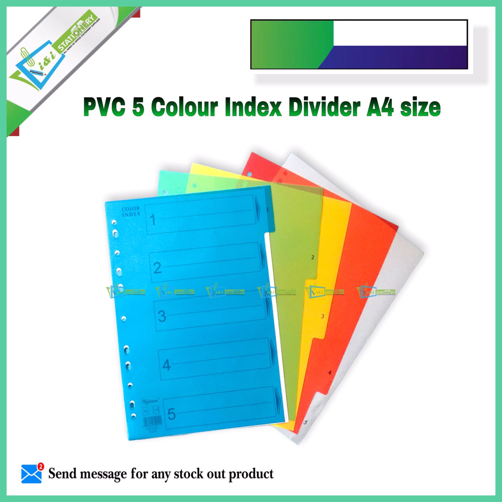 A4 Assorted 10 Color index divider. 