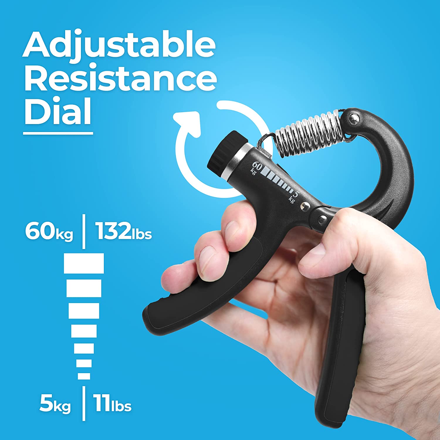 Adjustable Hand Grip 5-60Kg - Strengthen Your Grip With Precision And Comfort Using This Adjustable Hand Grip. 