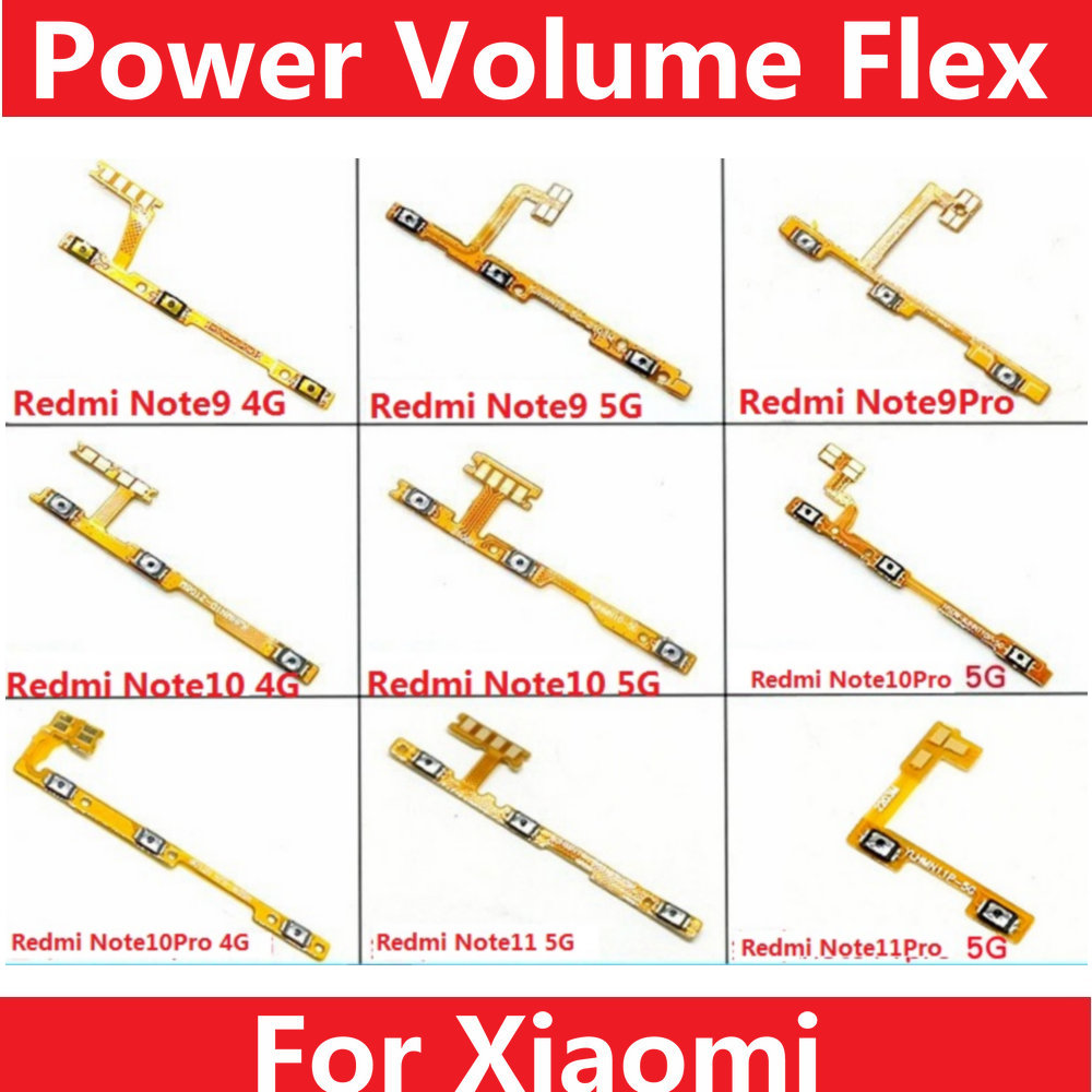 For Xiaomi Redmi Note 9 9s10 11 11s  11T  Pro 4G 5G Switch Power on off Volume button key Flex Cable Repair Parts. 