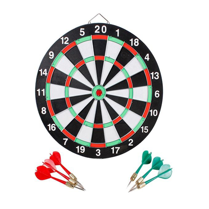 18" Inch Dart Board Game with Multicolor Non Pointed Darts - Fitness Mart. 