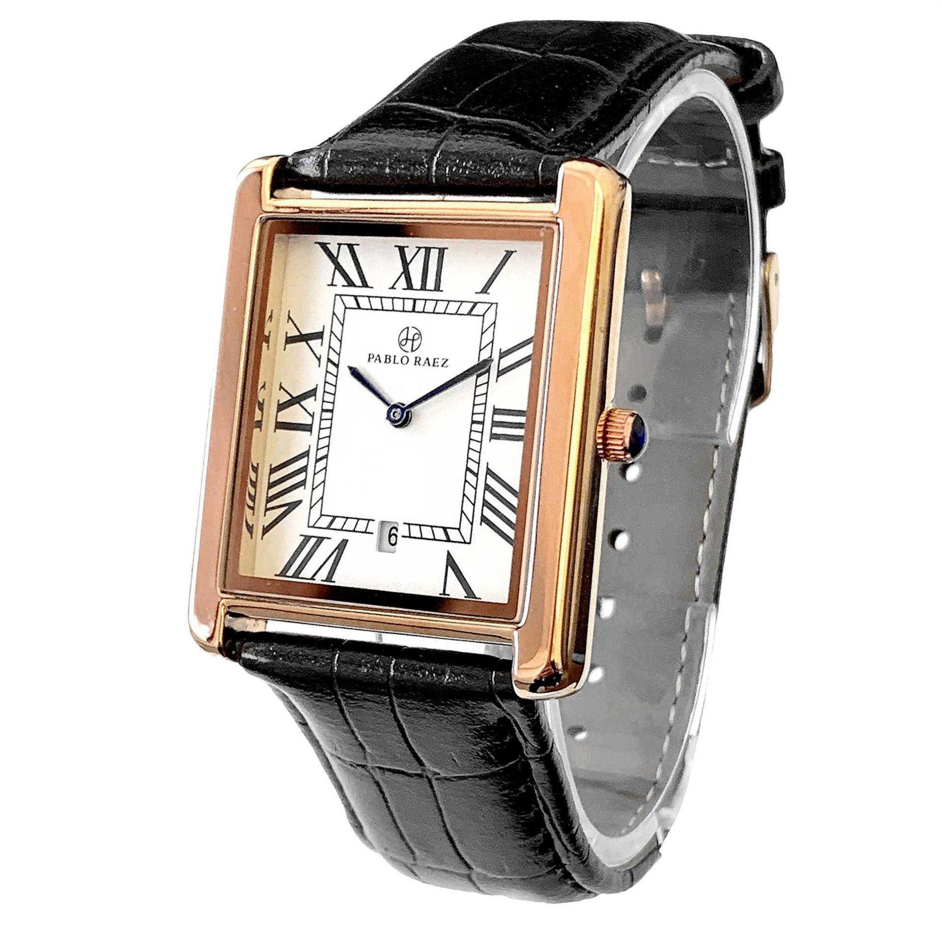 New Good-looking Man's and Woman's Watch Genuine Leather Strap Square Ultra-Thin Waterproof Couple Watch Roman Scale Factory