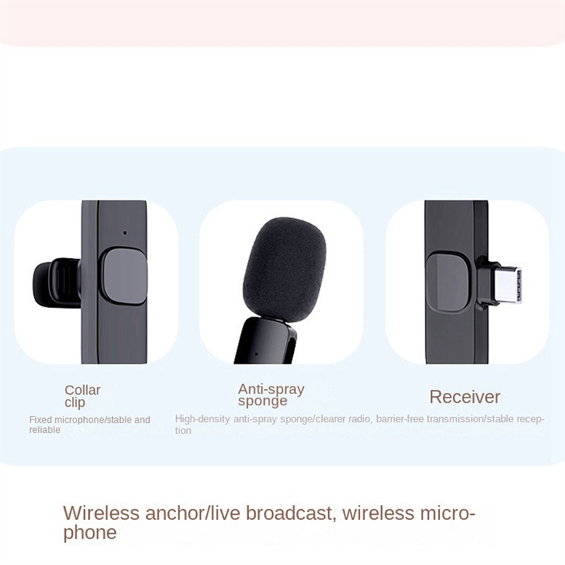 Wireless Lavalier Microphone Portable Audio Video Recording Mini Microphone Fit For Live Gaming Mobile Phone Microphone B. 