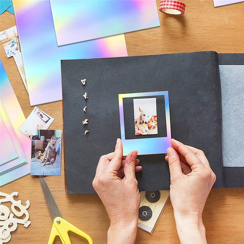 Metallic Holographic Card Shiny Mirror Paper Sheets Replacement Accessories Reflective Post Board Size 8.5 X 11 Inch 50 Pack. 