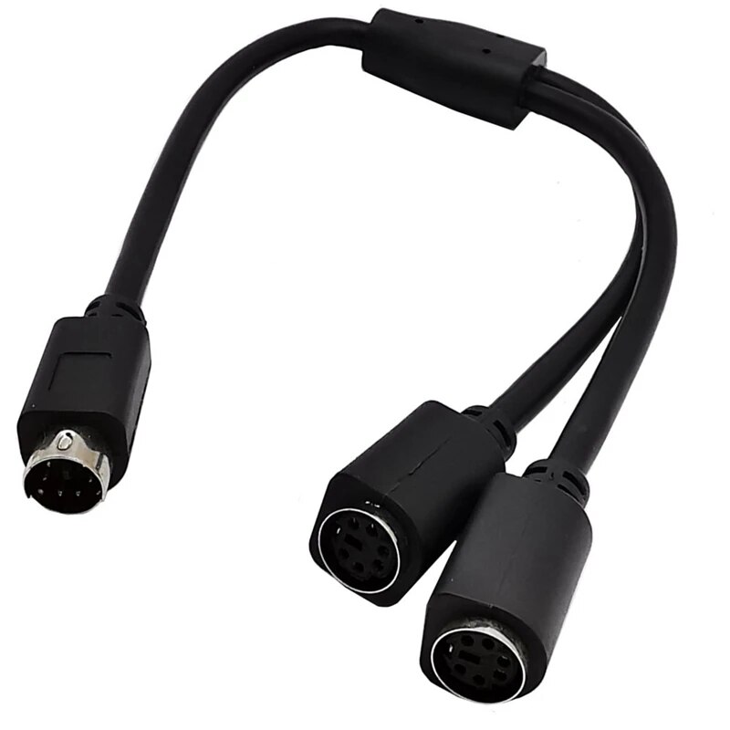 S-video Mini DIN 6-pin Splitter Y Adapter 1 male 2 female Cable 6pin PS/2 PS2 Data Cable to Keyboard and Mouse Interface. 