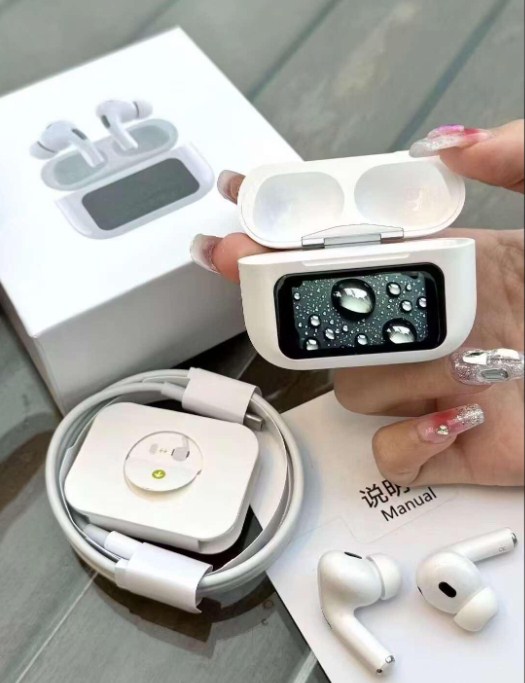 Airpods Pro With Screen Display ANC / ENC Dobble Dark Touch Control Noise Reduction Bluetooth Headphone Airpods Pro 2 Display. 