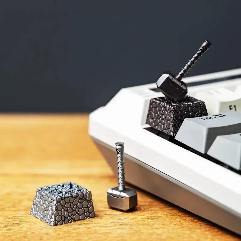 3D Stereoscopic Keycaps 2In1 Thor Hammer Resin Keycap Magnetic Transparent Keycap ESC Mechanical Keyboard Keycap