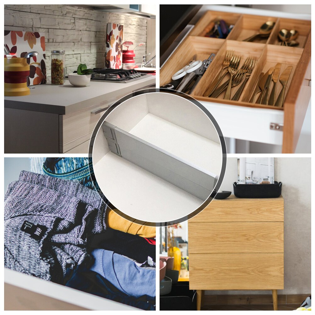 370-510MM Drawer Dividers Spring Loaded Bedroom Wardrobe Organizer Stackable Separator Aluminum Storage Baffle drawer organizers. 