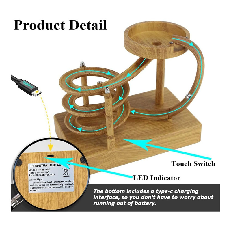 Non-Stop Rolling Ball Tabletop Toy Kinetic Art for Everyone, Scientific Physics Tool Circulation Device A. 